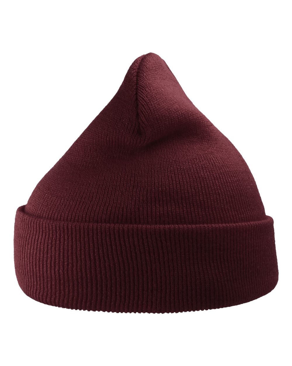 Rear View of Burgundy Sustainable 12" Knit Beanie - WIND