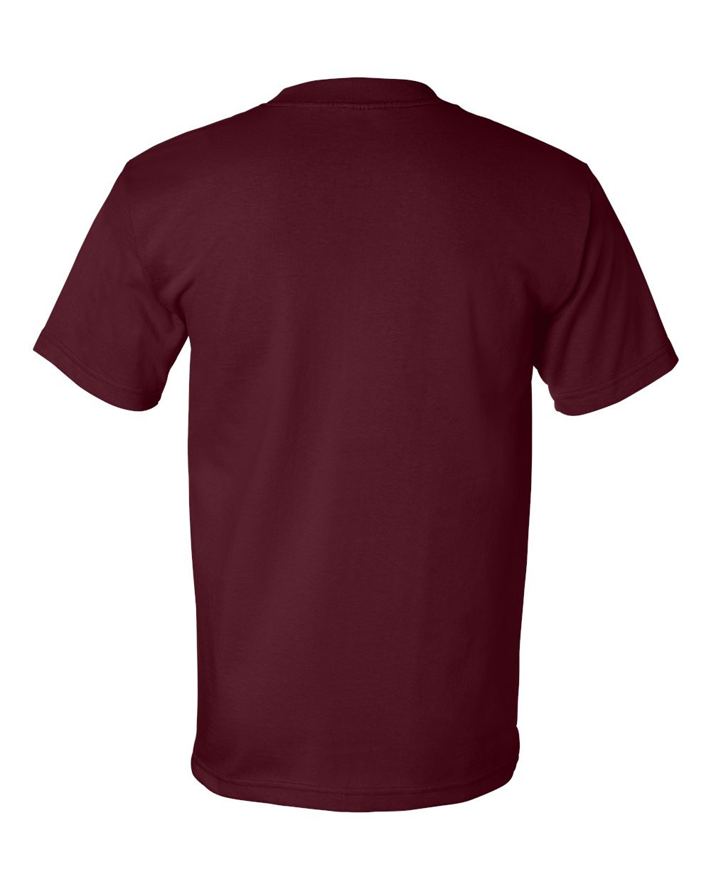 Rear View of Burgundy USA-Made Heavyweight T-Shirt - 5100