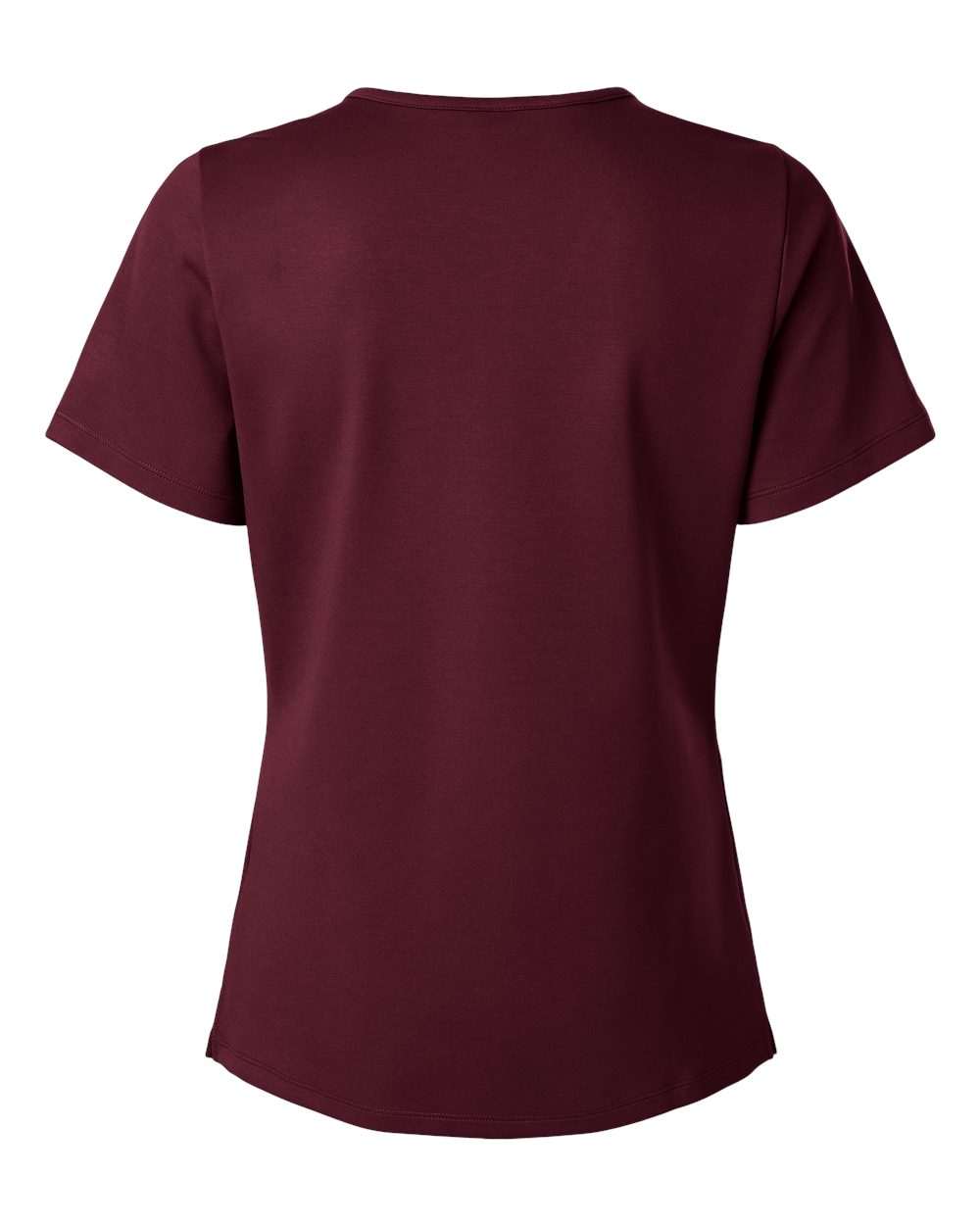 Rear View of Burgundy Women's Cesi Ultrasoft Scrub V-Neck Top - W30003