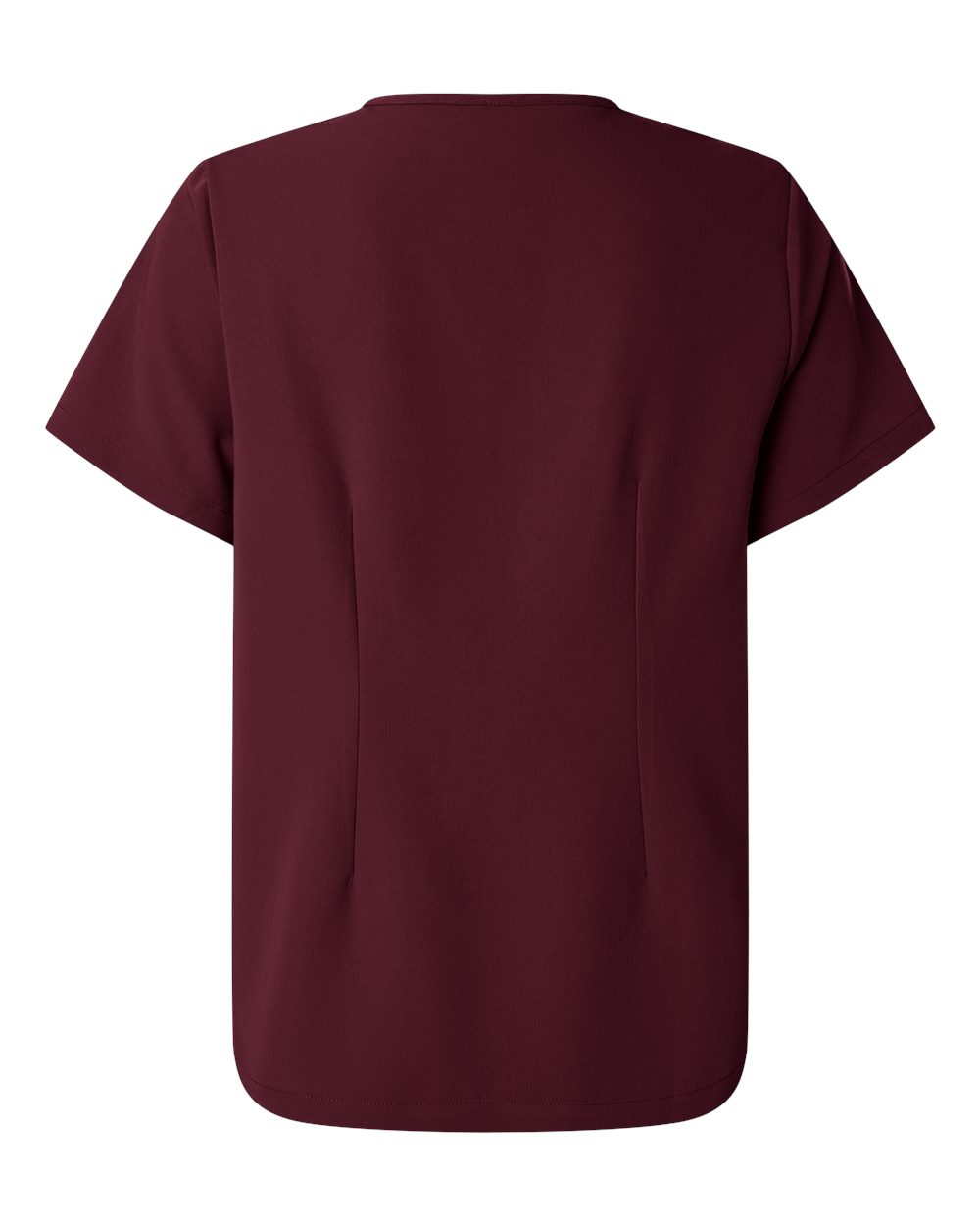 Rear View of Burgundy Women's Rhena Essential 1-Pocket Scrub V-Neck Top - W10001
