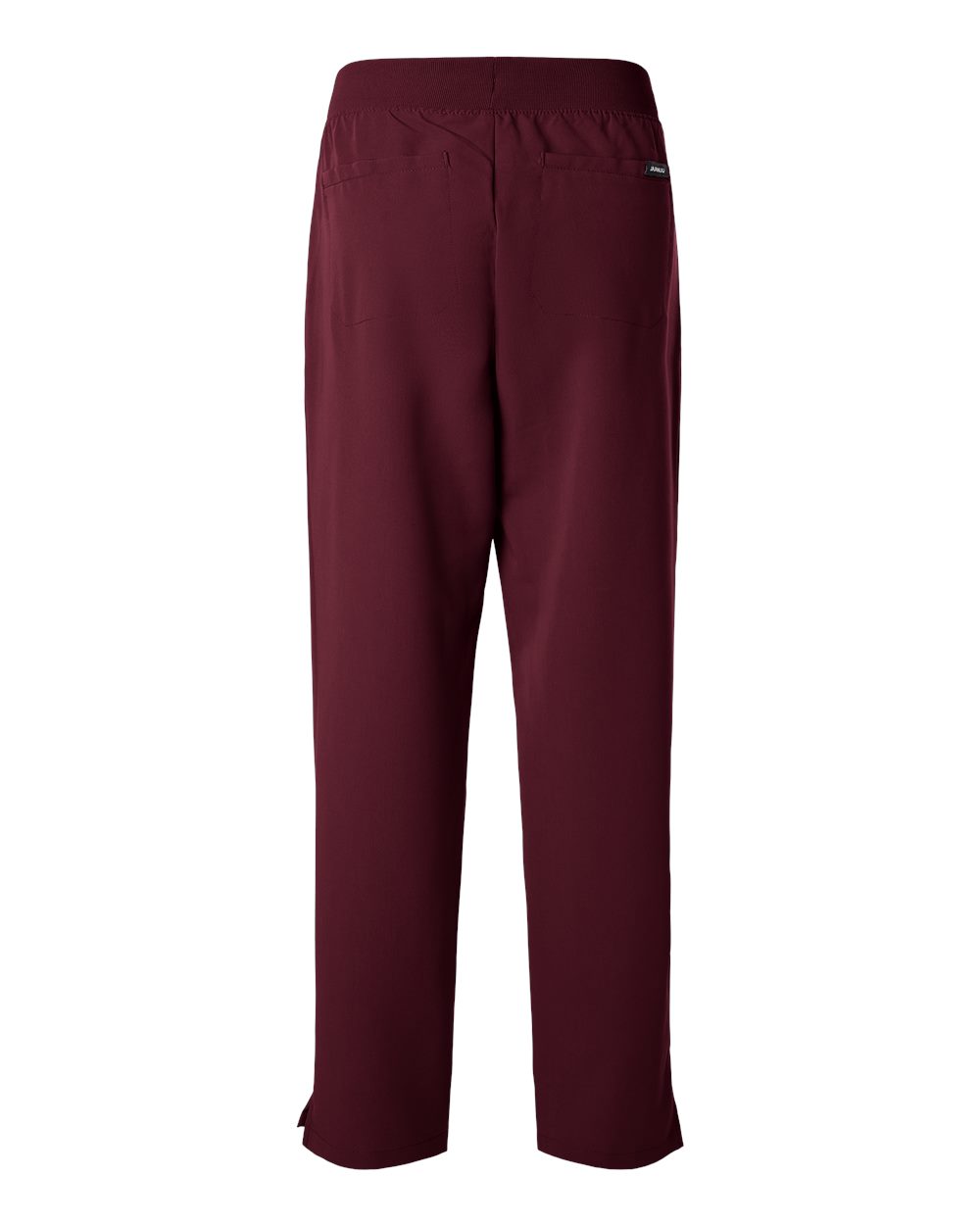 Rear View of Burgundy Women's Xenos Essential Knit-Waist Scrub Pants - W20001