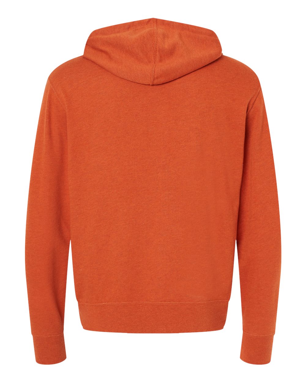 Rear View of Burnt Orange Heather Midweight French Terry Hooded Sweatshirt - PRM90HT
