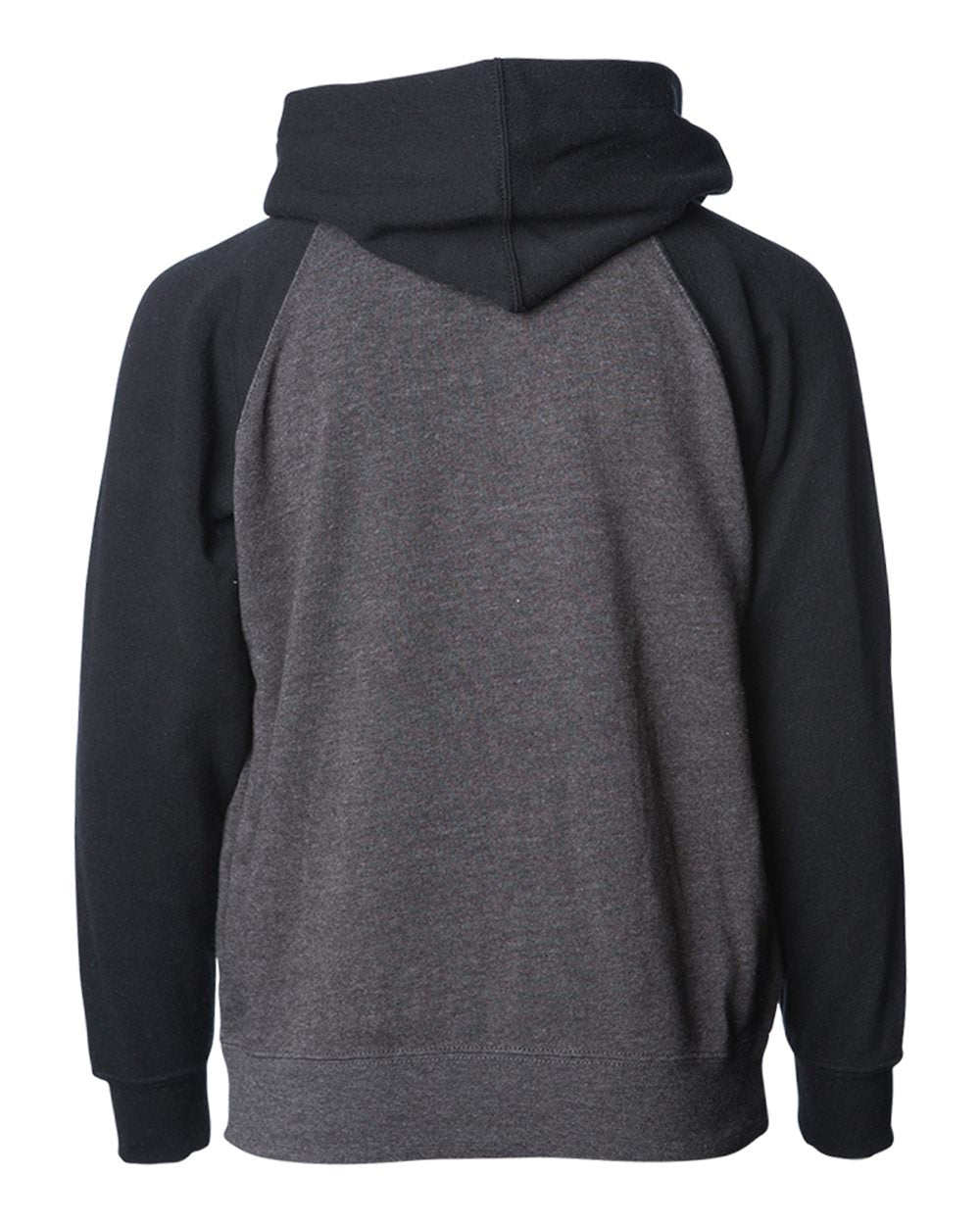 Rear View of Carbon/ Black Youth Lightweight Special Blend Raglan Zip Hood - PRM15YSBZ