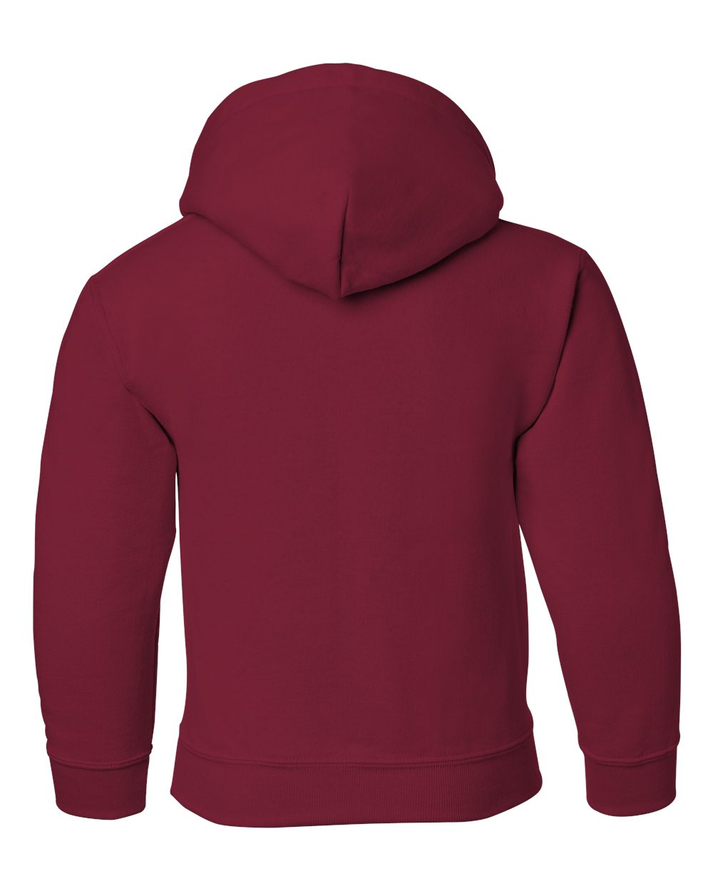 Rear View of Cardinal Red Heavy Blend™ Youth Hooded Sweatshirt - 18500B