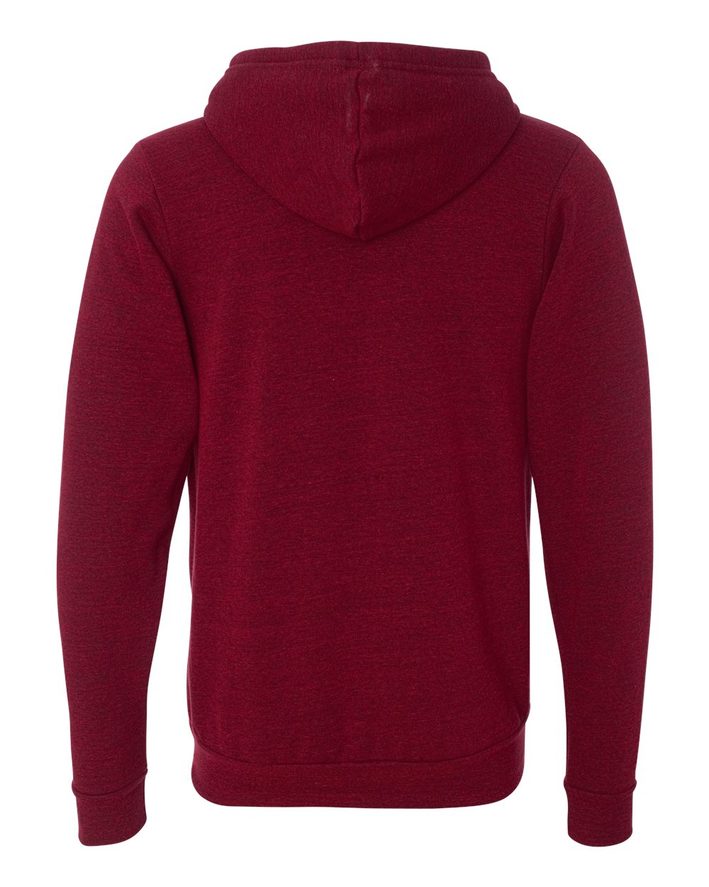 Rear View of Cardinal Triblend Triblend Sponge Fleece Full-Zip Hoodie - 3909