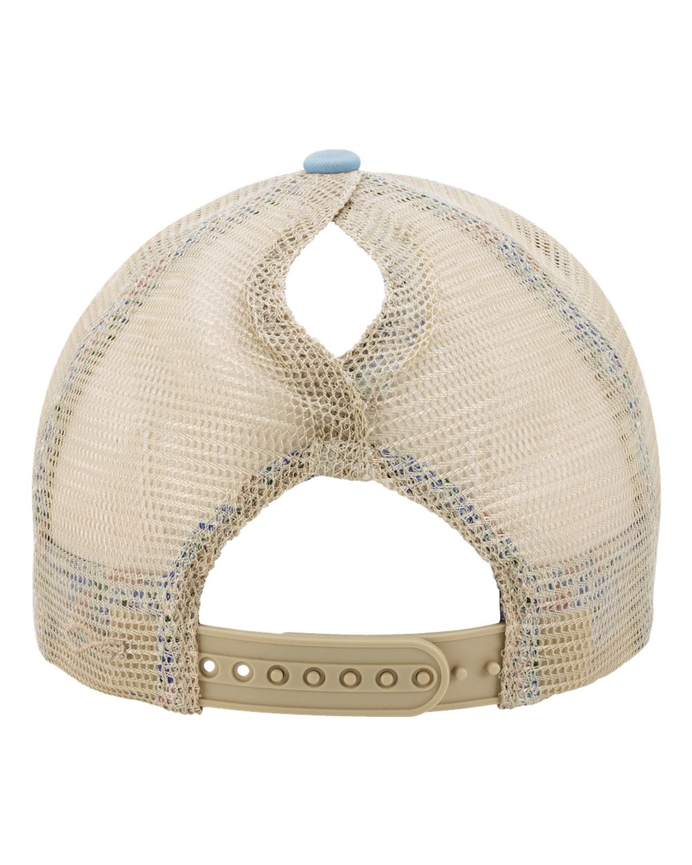 Rear View of Cashmere Blue/ Floral Women's Washed Mesh-Back Cap - TESS