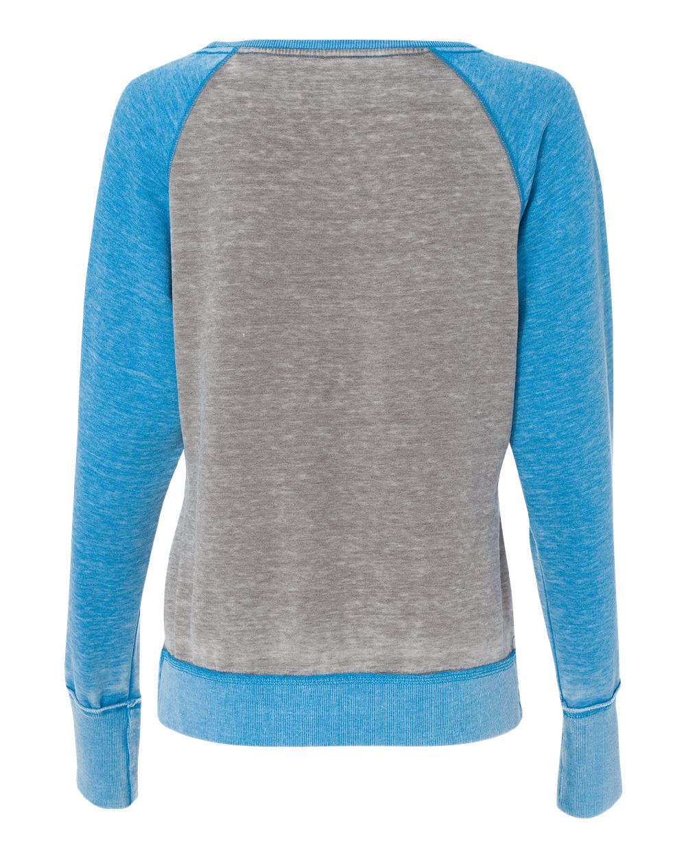 Rear View of Cement/ Oceanberry Women’s Zen Fleece Raglan Sweatshirt - 8927