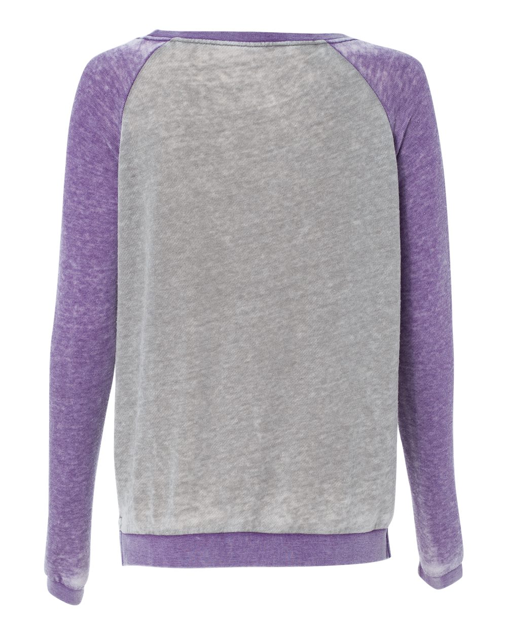 Rear View of Cement/ Very Berry Women’s Zen Fleece Raglan Sweatshirt - 8927