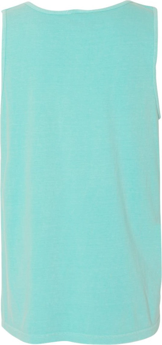Rear View of Chalky Mint Garment-Dyed Heavyweight Tank Top - 9360