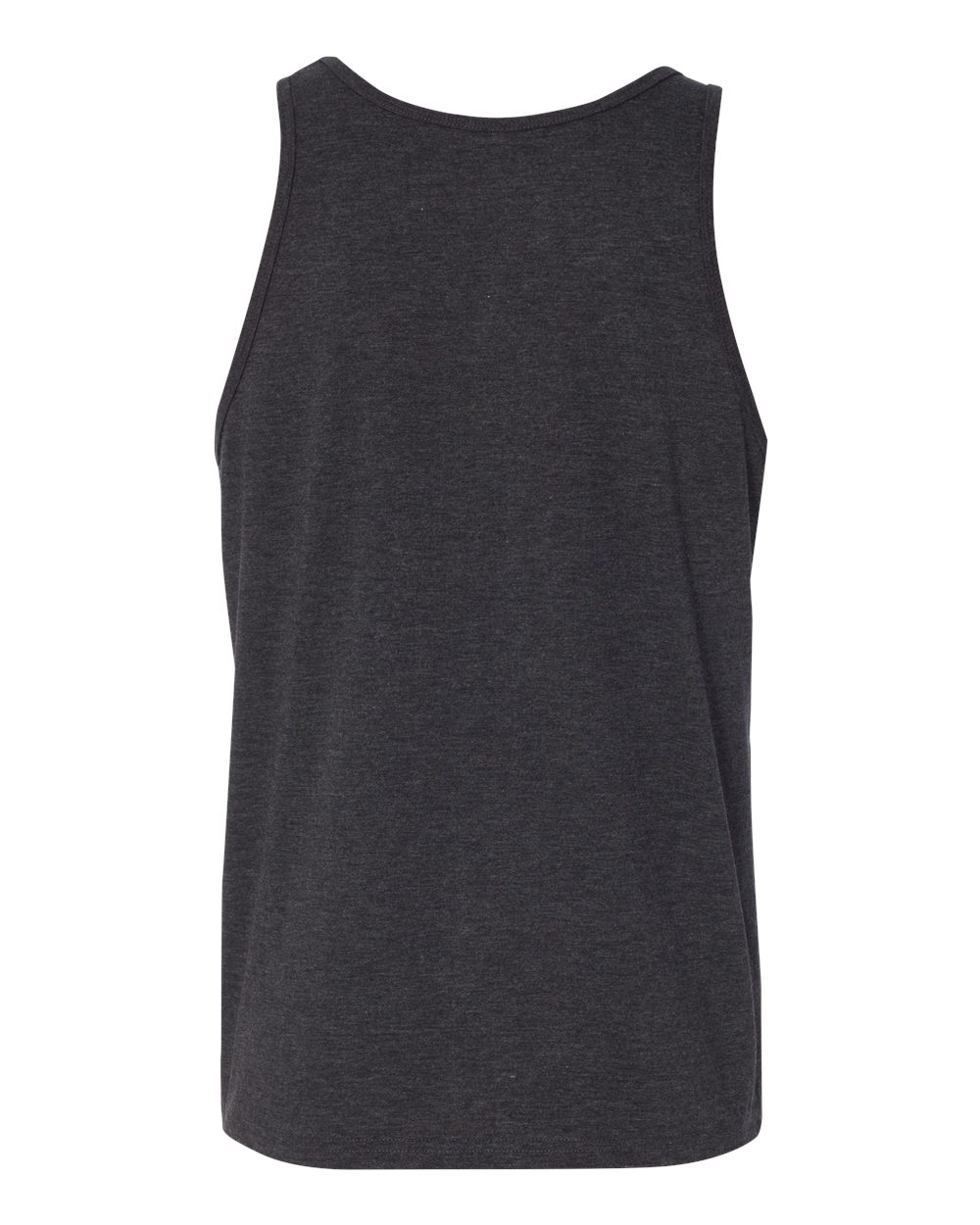 Rear View of Charcoal Black Triblend/ Solid Black Triblend Jersey Tank - 3480