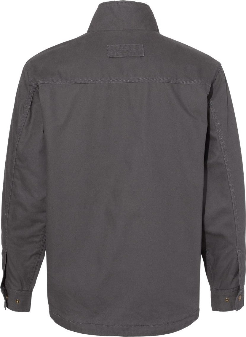 Rear View of Charcoal Endeavor Canyon Cloth™ Canvas Jacket with Sherpa Lining - 5037