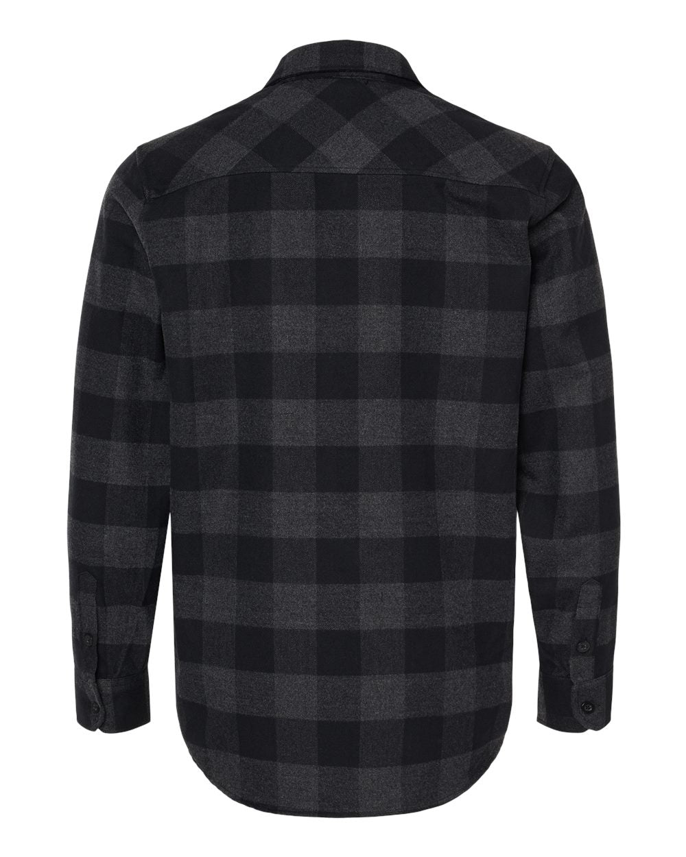 Rear View of Charcoal Heather/ Black Flannel Shirt - EXP50F