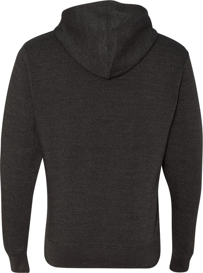 Rear View of Charcoal Heather Cloud Fleece Hooded Sweatshirt - 8620