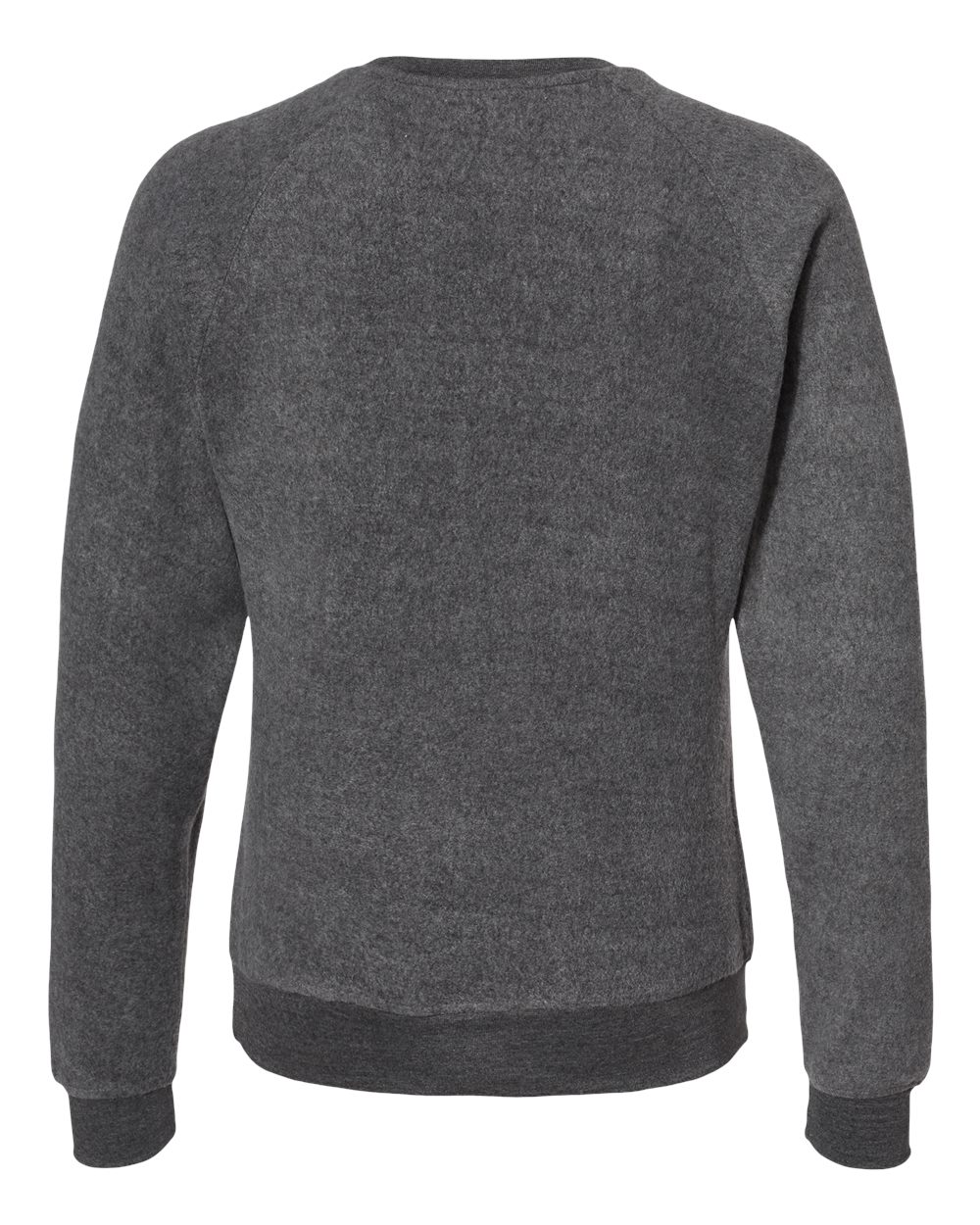 Rear View of Charcoal Heather Flip Side Fleece Crewneck Sweatshirt - 8710