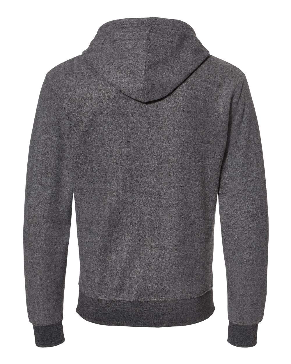 Rear View of Charcoal Heather Flip Side Fleece Hooded Sweatshirt - 8709
