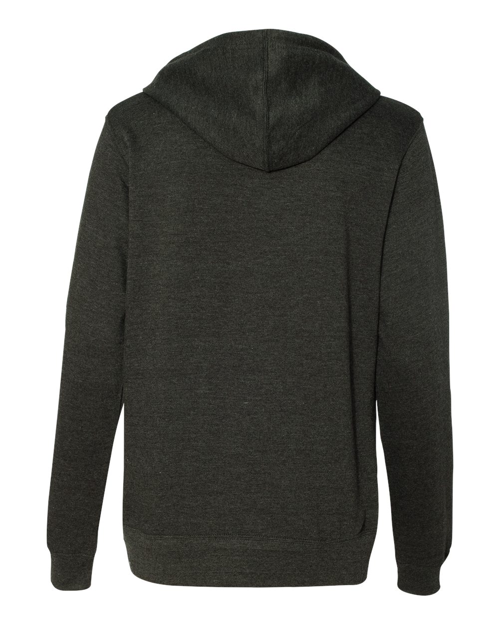 Rear View of Charcoal Heather Juniors’ Heavenly Fleece Lightweight Hooded Sweatshirt - SS650