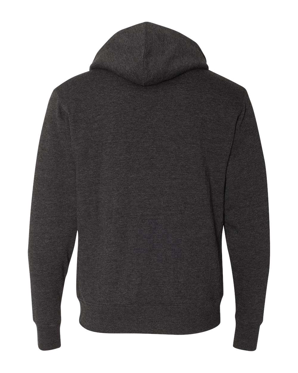 Rear View of Charcoal Heather Sherpa-Lined Hooded Sweatshirt - EXP90SHZ