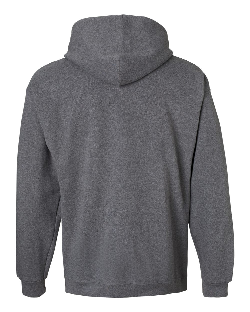 Rear View of Charcoal Heather Ultimate Cotton® Hooded Sweatshirt - F170