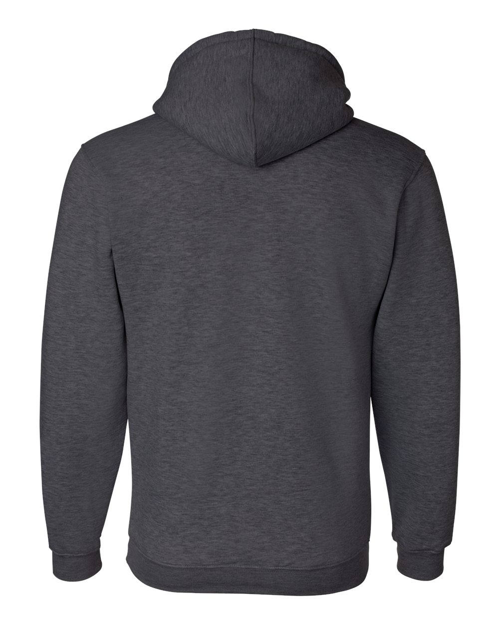 Rear View of Charcoal Heather USA-Made Hooded Sweatshirt - 960