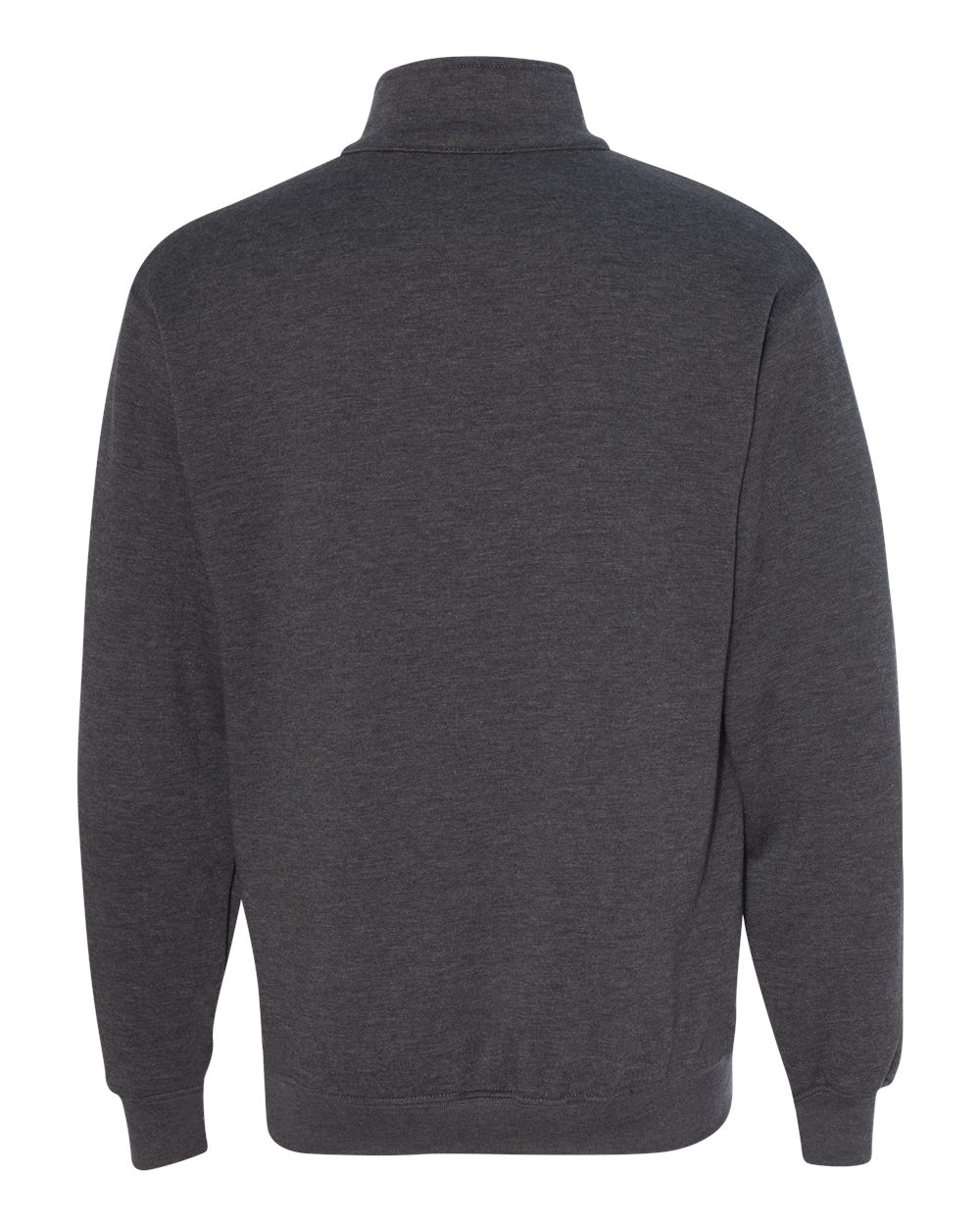Rear View of Charcoal Heather USA-Made Quarter-Zip Pullover Sweatshirt - 920