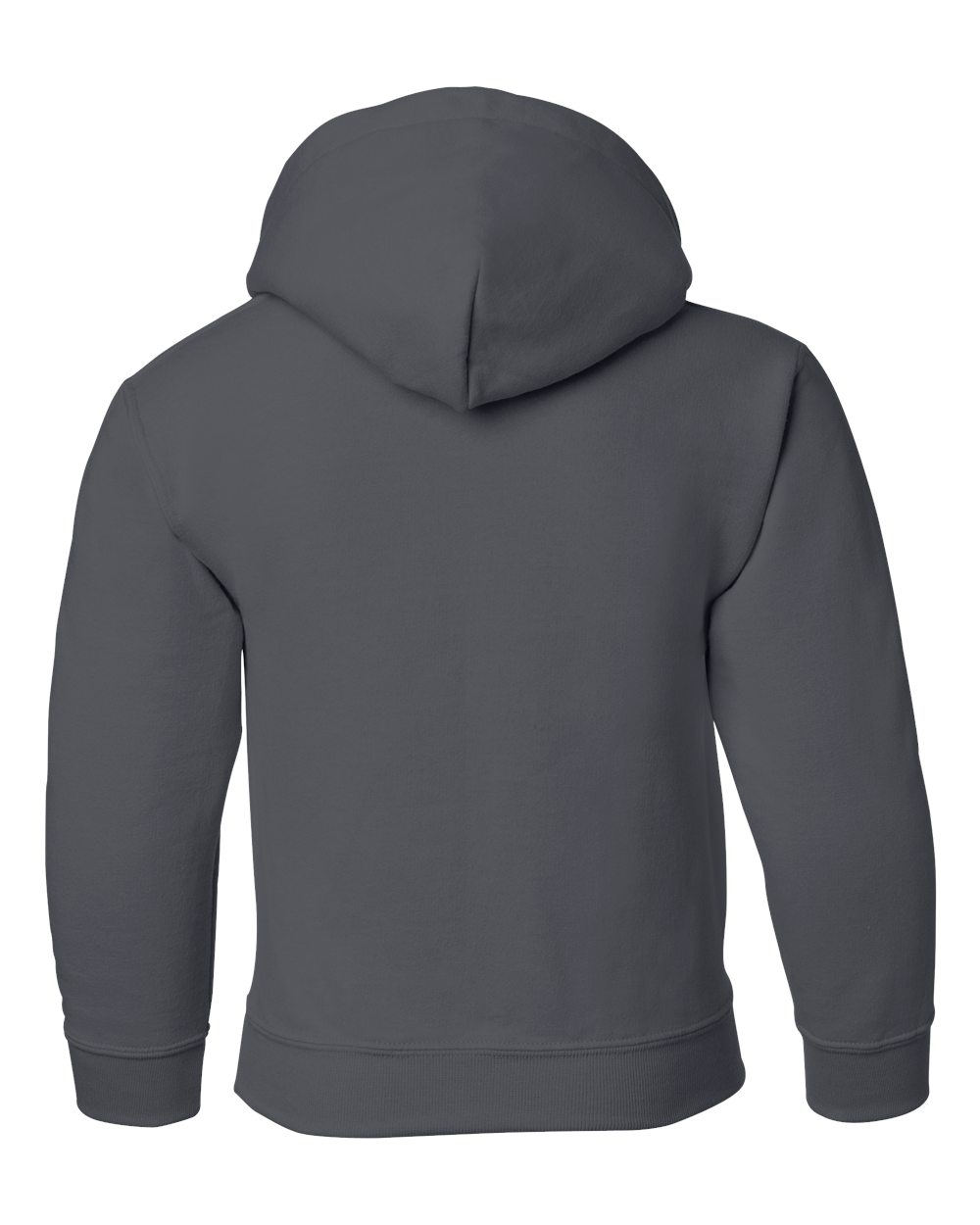 Rear View of Charcoal Heavy Blend™ Youth Hooded Sweatshirt - 18500B