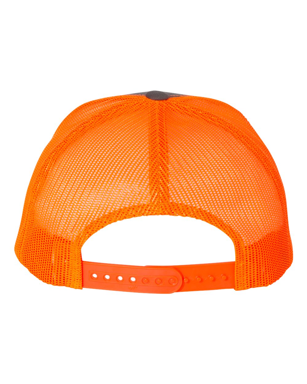 Rear View of Charcoal/ Neon Orange Retro Trucker Cap - 6606