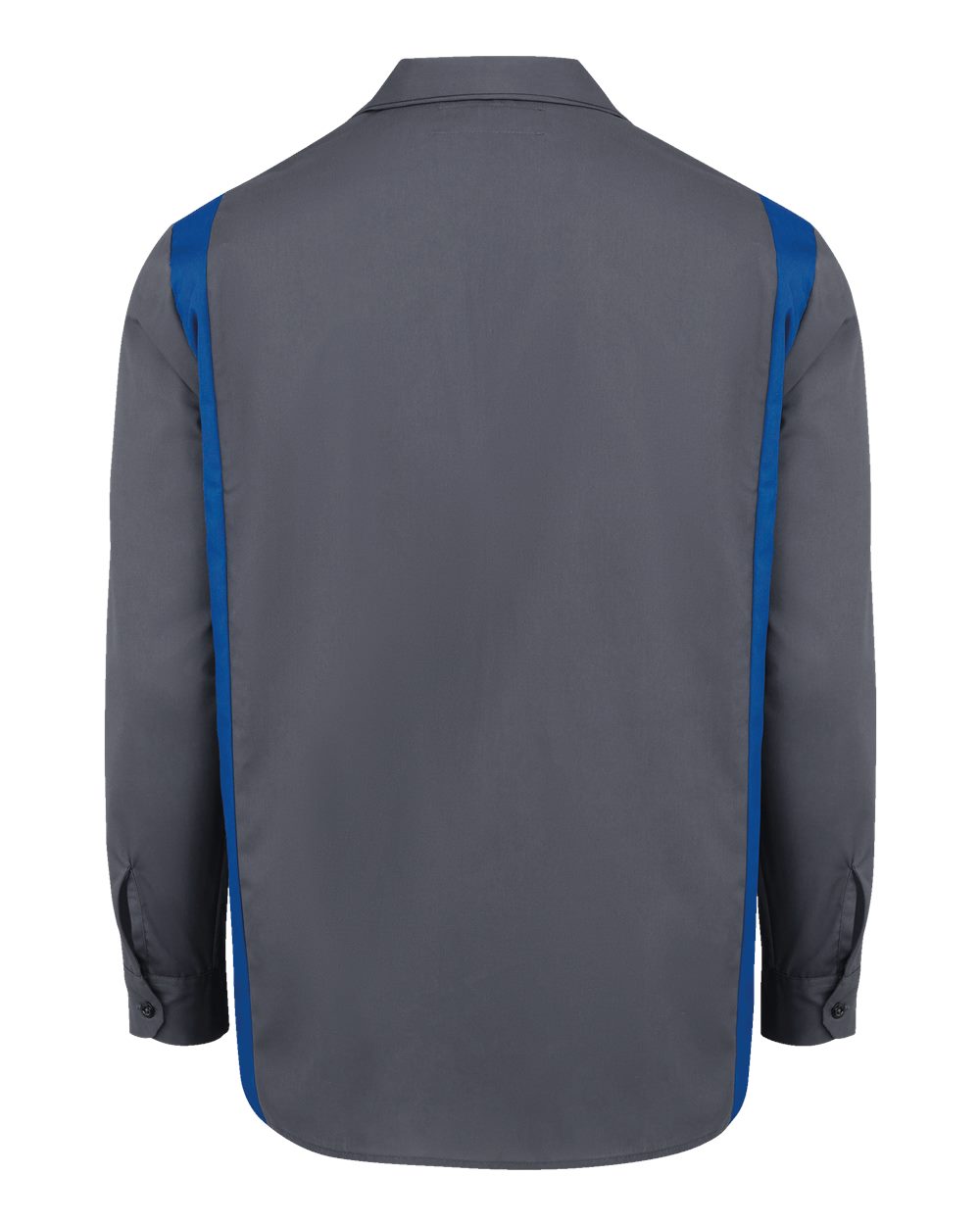 Rear View of Charcoal/ Royal Blue Industrial Colorblocked Long Sleeve Shirt - 5524