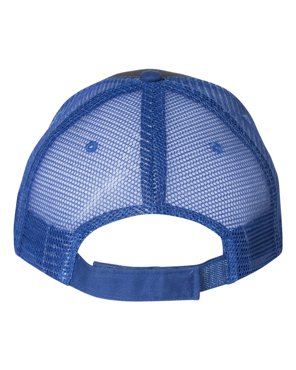 Rear View of Charcoal/ Royal Sandwich Trucker Cap - S102
