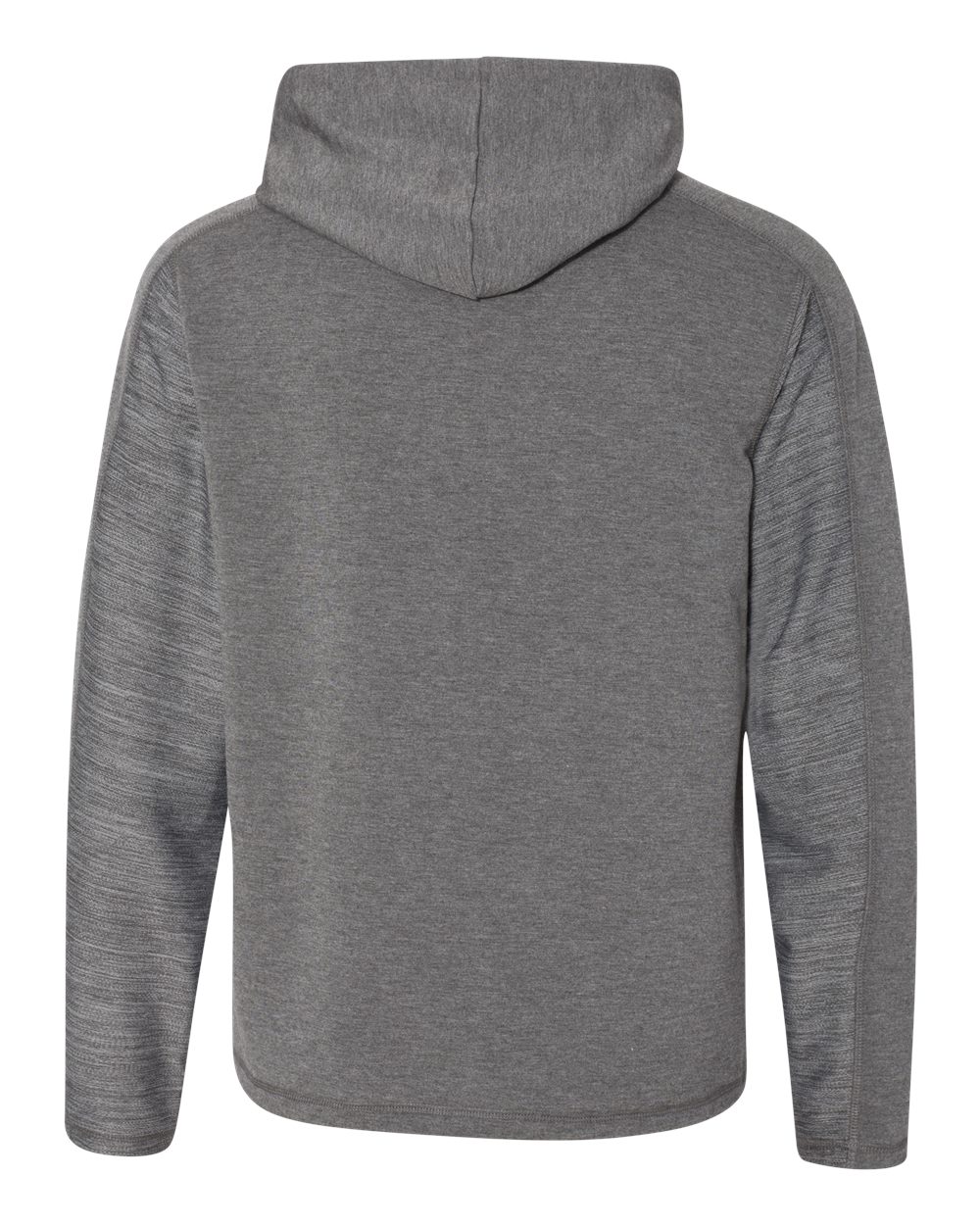 Rear View of Charcoal Triblend Omega Stretch Hooded Pullover - 8435