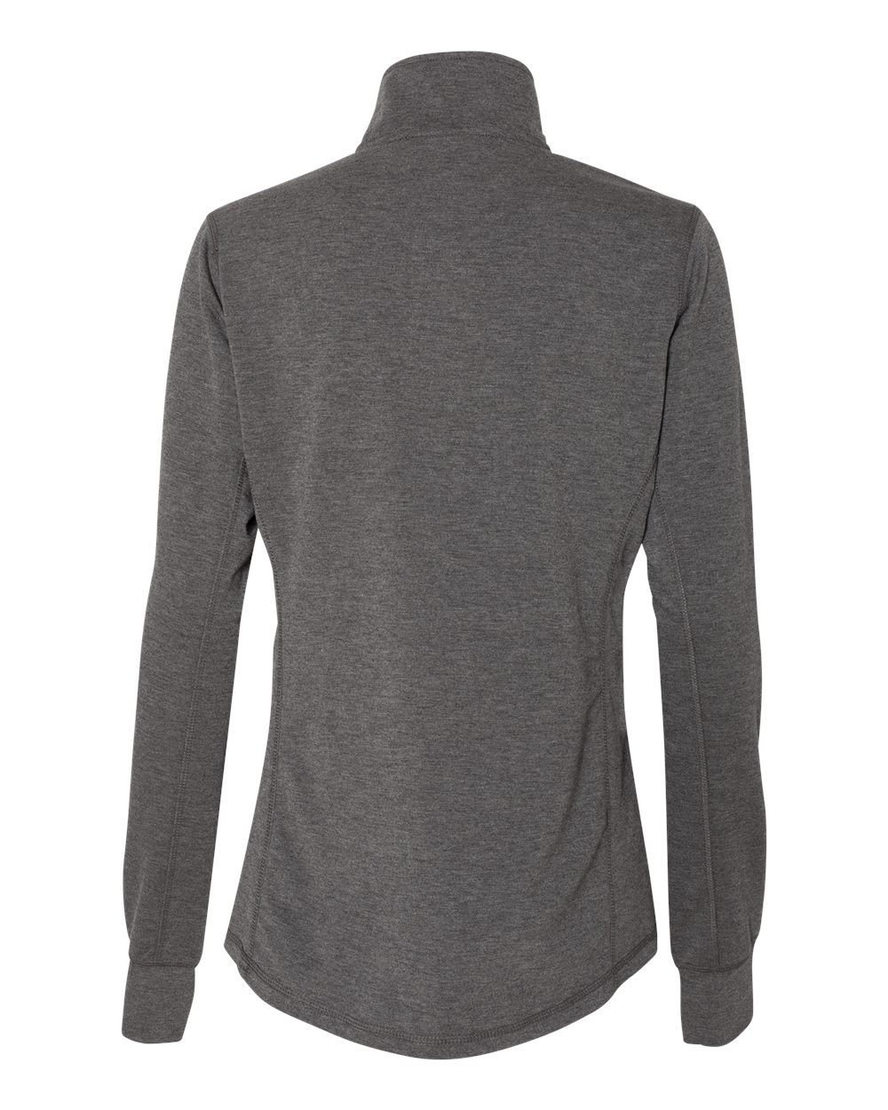 Rear View of Charcoal Triblend Women’s Omega Stretch Quarter-Zip Pullover - 8433