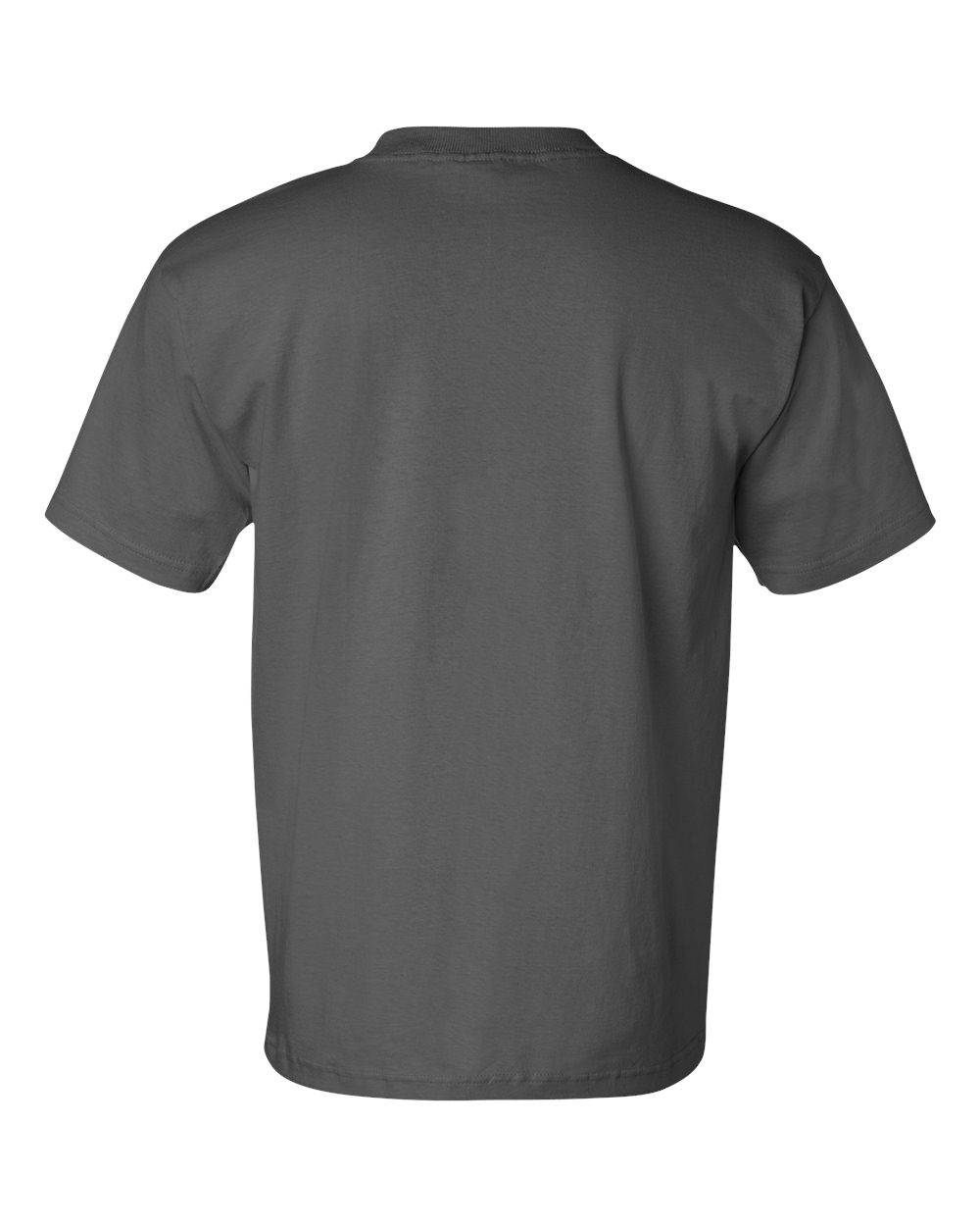 Rear View of Charcoal USA-Made Pocket T-Shirt - 7100