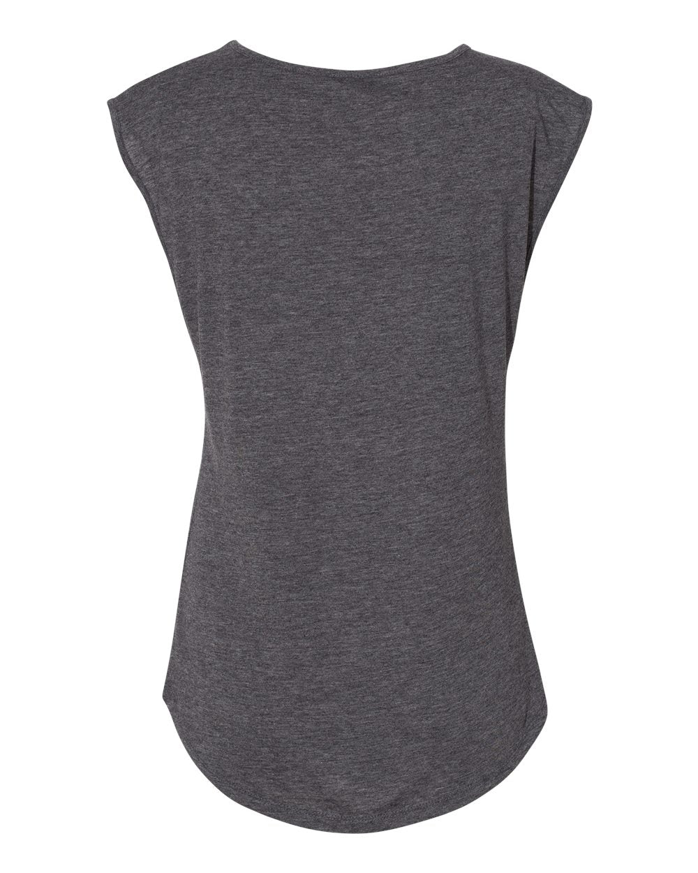 Rear View of Charcoal Women's Festival Sleeveless Deep V-Neck T-Shirt - 5040