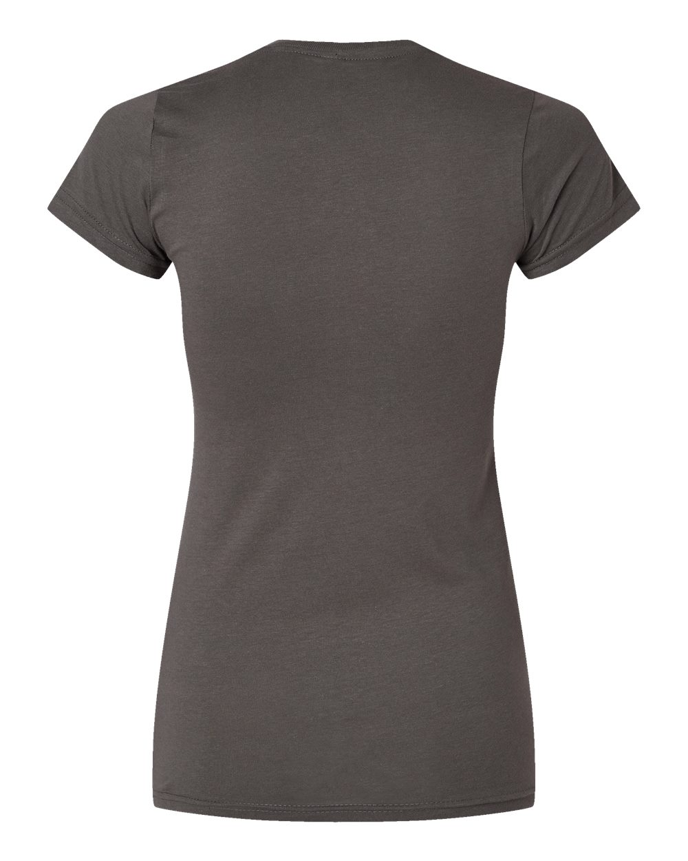 Rear View of Charcoal Women's Fitted Fine Jersey Tee - 3616