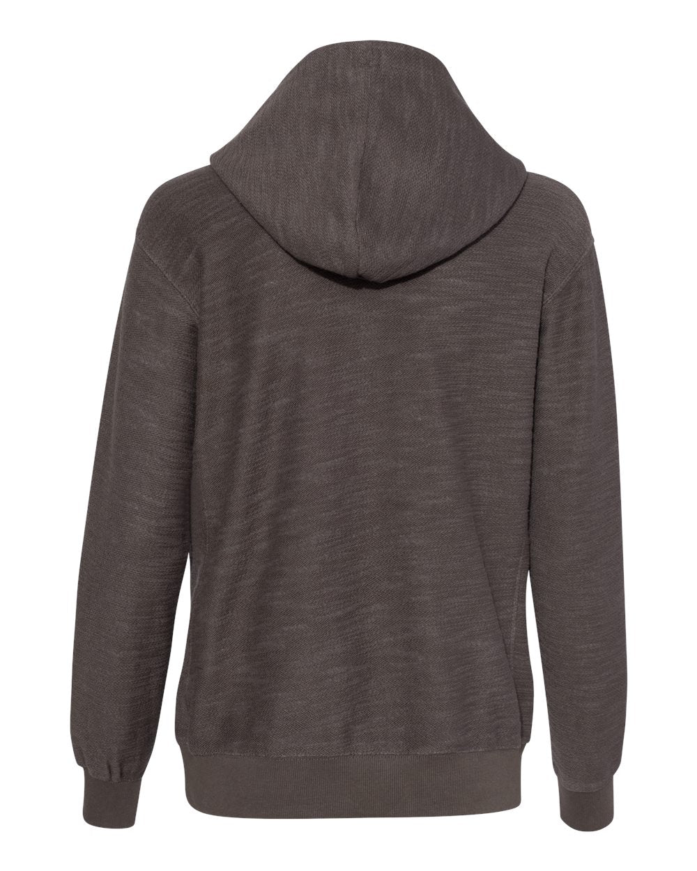 Rear View of Charcoal Women’s French Terry Sport Lace Scuba Hooded Pullover - 8694