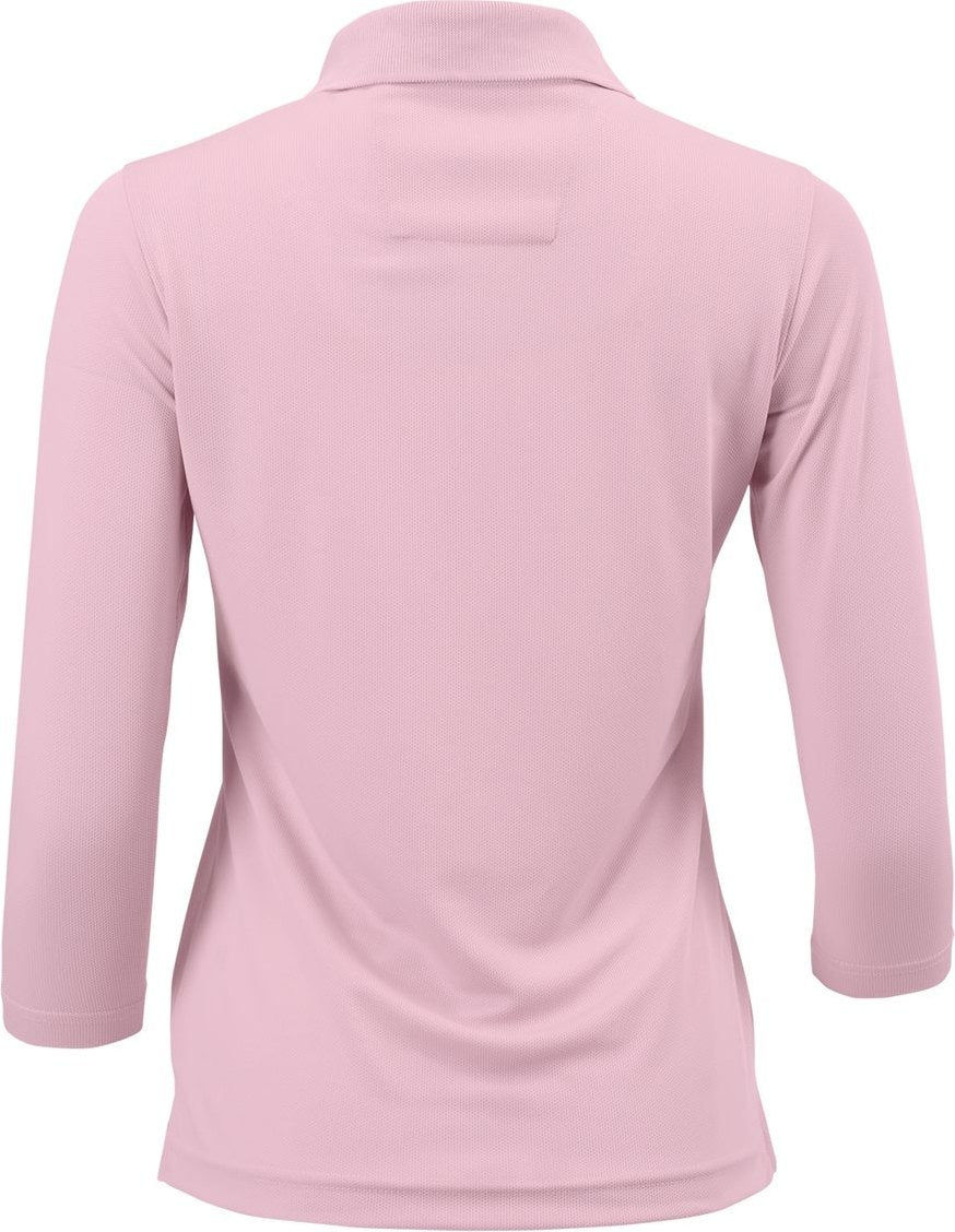 Rear View of Charity Pink Women's Lady Palm Three-Quarter Sleeve Polo - 120