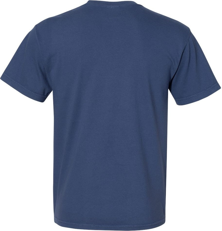 Rear View of China Blue Garment-Dyed Heavyweight Pocket T-Shirt - 6030