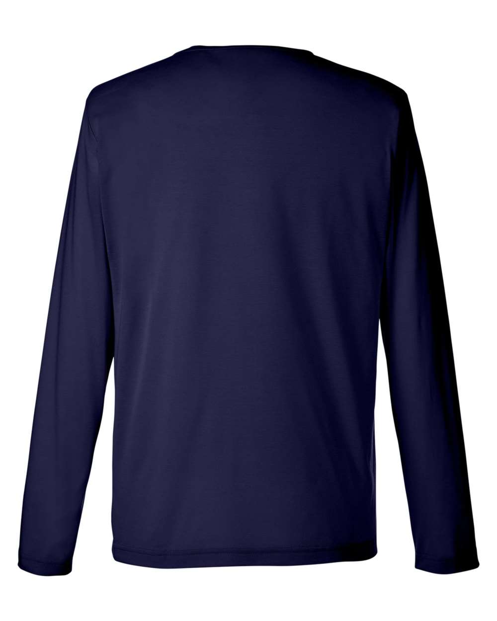 Rear View of Classic Navy Unisex Fusion ChromaSoft™ Performance Long Sleeve T-Shirt - CE111L
