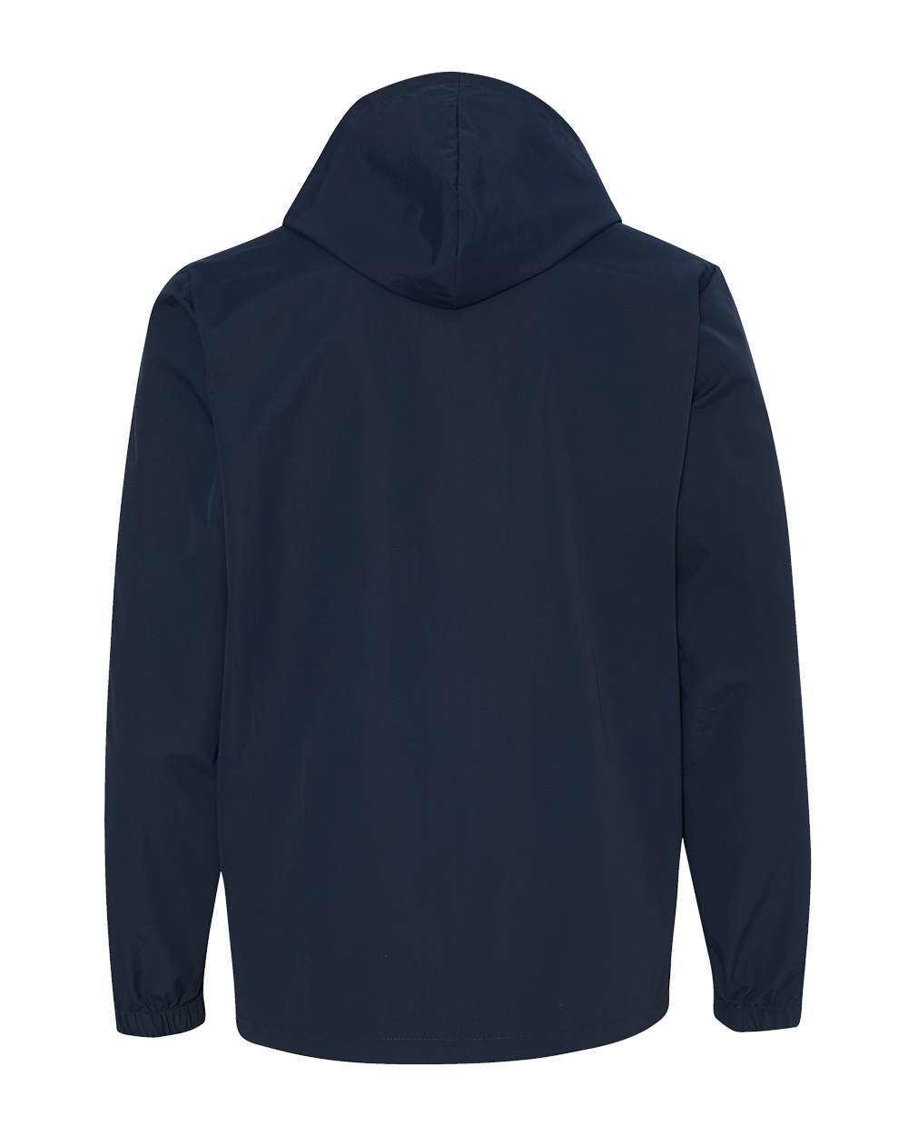 Rear View of Classic Navy Water-Resistant Hooded Windbreaker - EXP95NB