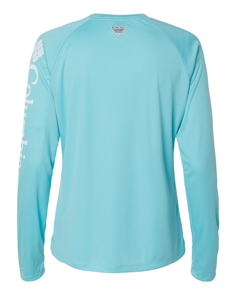 Rear View of Clear Blue/ White Women's PFG Tidal Tee™ II Long Sleeve - 212485