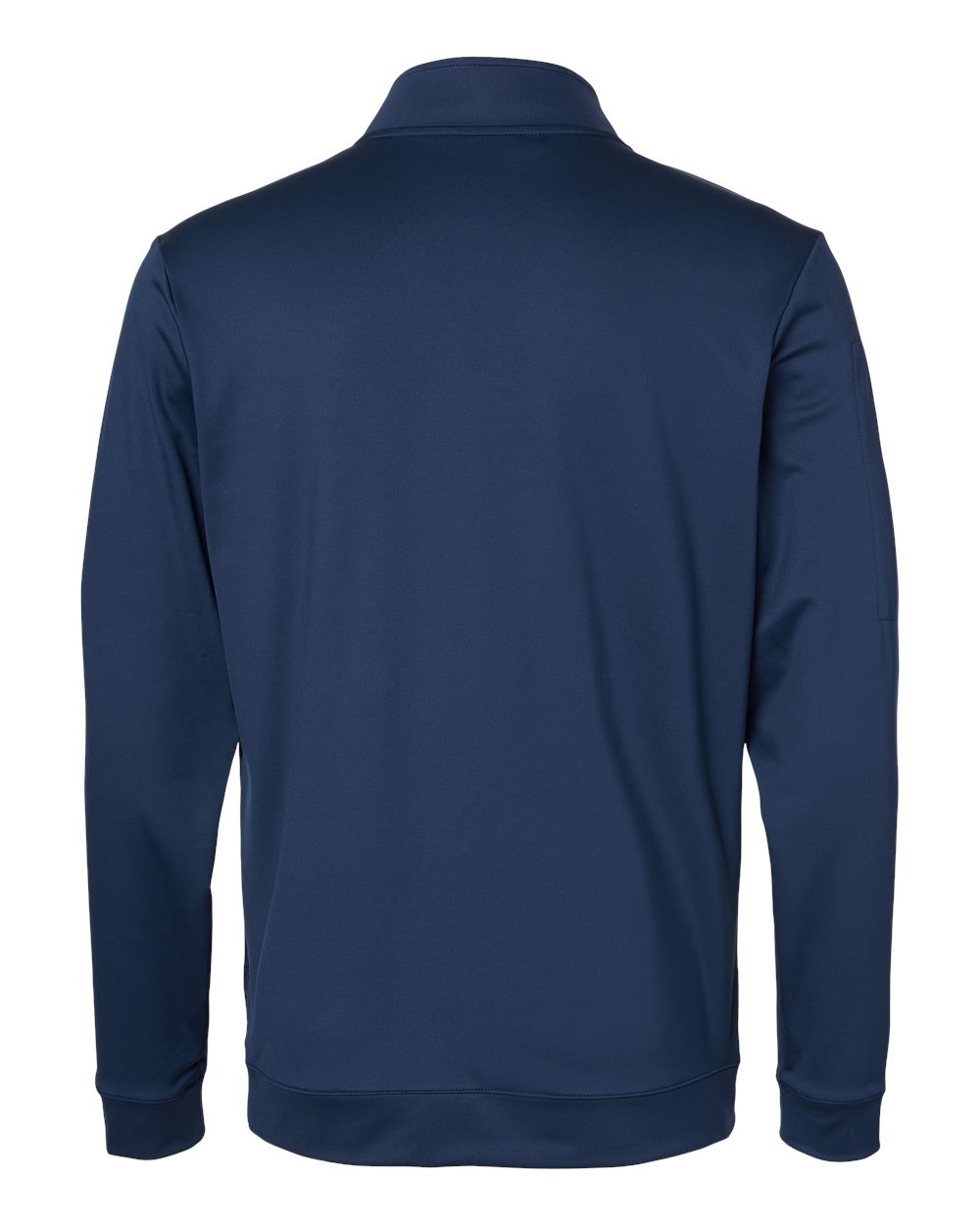 Rear View of Collegiate Navy Performance Textured Quarter-Zip Pullover - A295