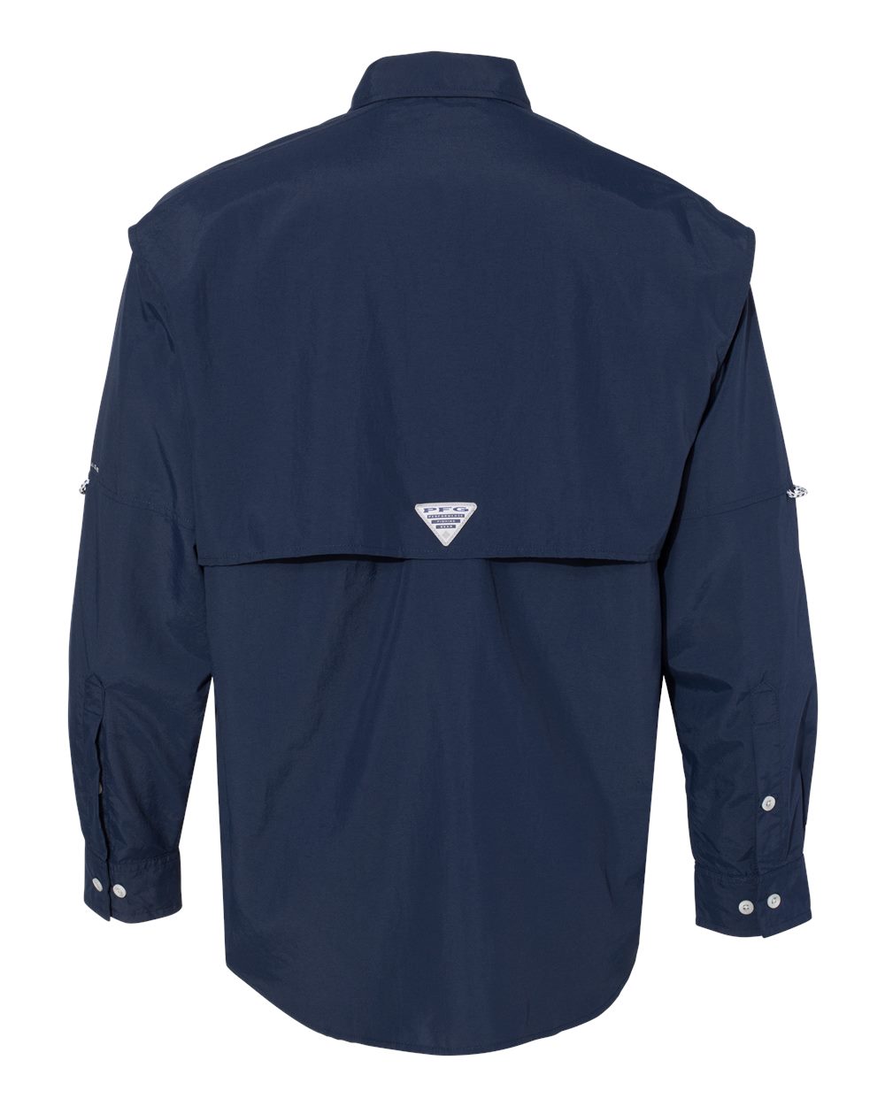Rear View of Collegiate Navy PFG Bahama™ II Shirt - 212463