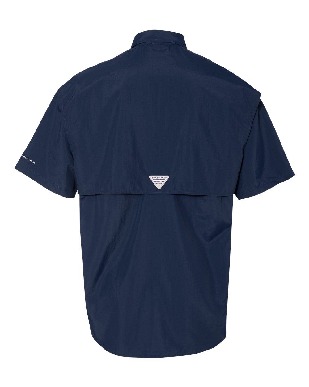 Rear View of Collegiate Navy PFG Bahama™ II Short Sleeve Shirt - 212464