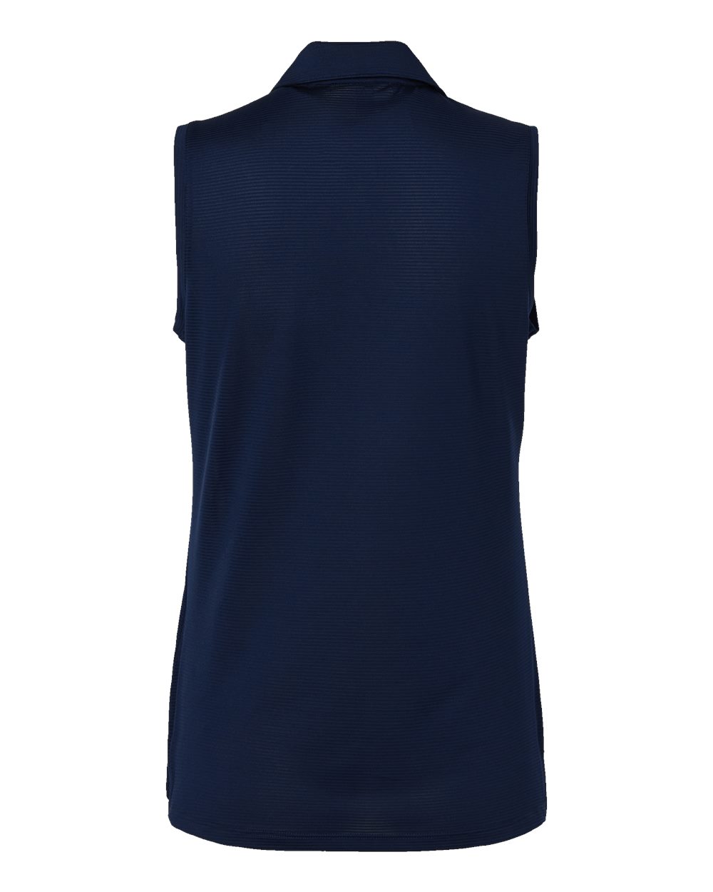 Rear View of Collegiate Navy Women's Ottoman Sleeveless Polo - A1005