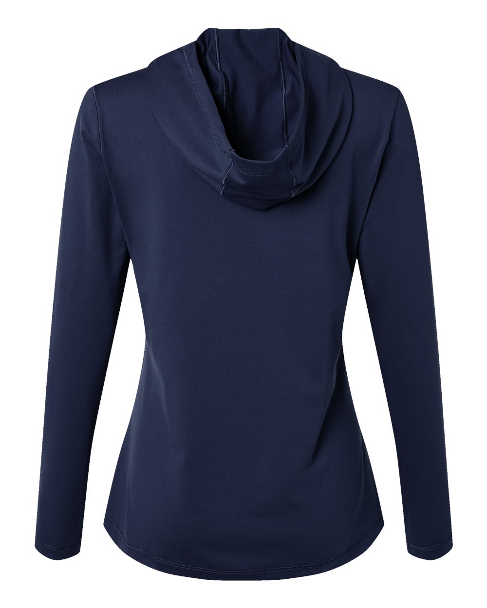 Rear View of Collegiate Navy Women's Performance Hooded Pullover - A1003