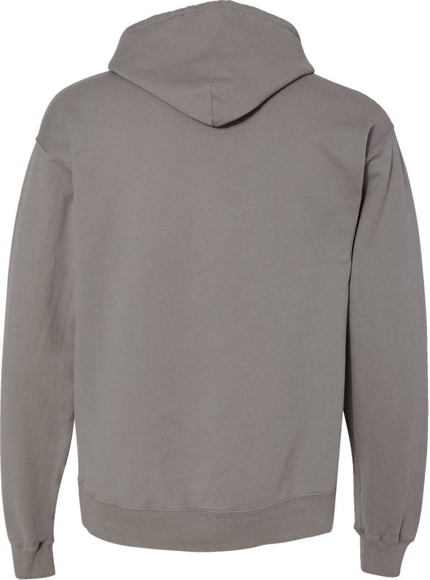Rear View of Concrete Grey Garment-Dyed Hooded Sweatshirt - GDH450