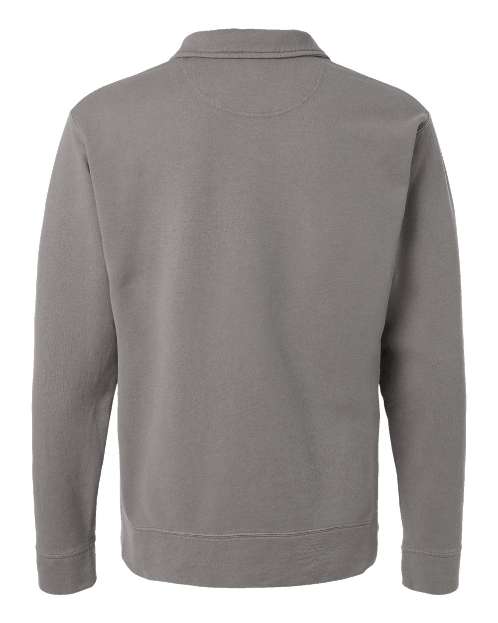 Rear View of Concrete Grey Garment-Dyed Polo Collar Sweatshirt - GDH490