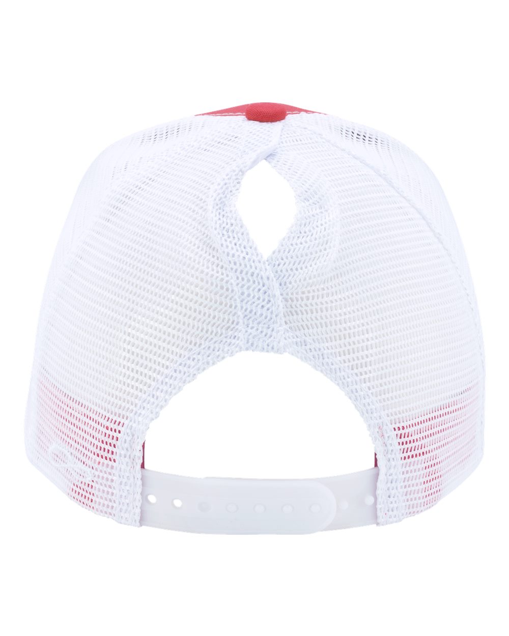 Rear View of Coral/ White Women's Modern Trucker Cap - CHARLIE