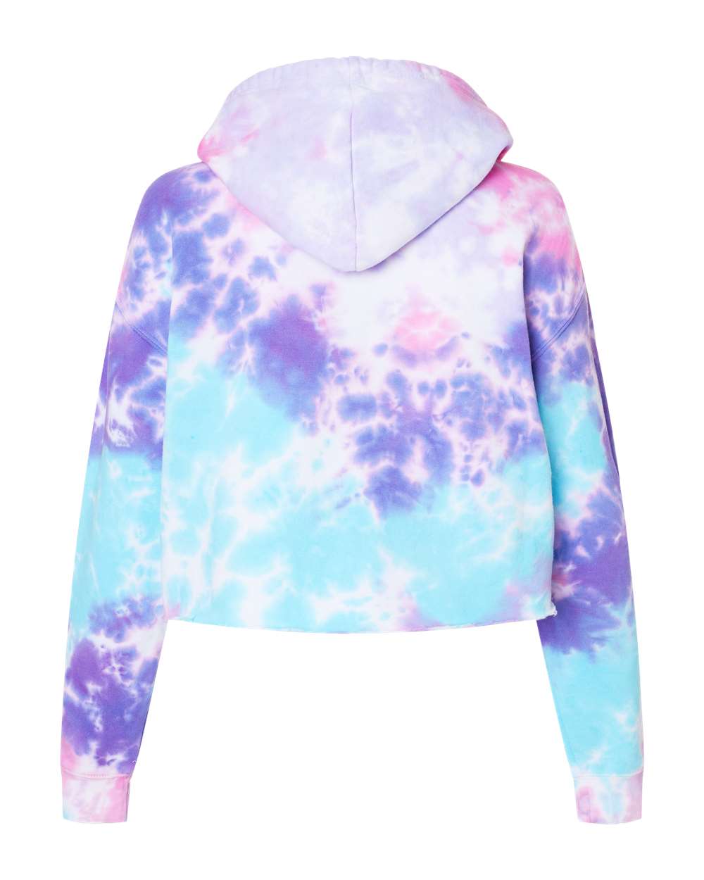Rear View of Cotton Candy Women's Tie-Dyed Crop Hooded Sweatshirt - 8333