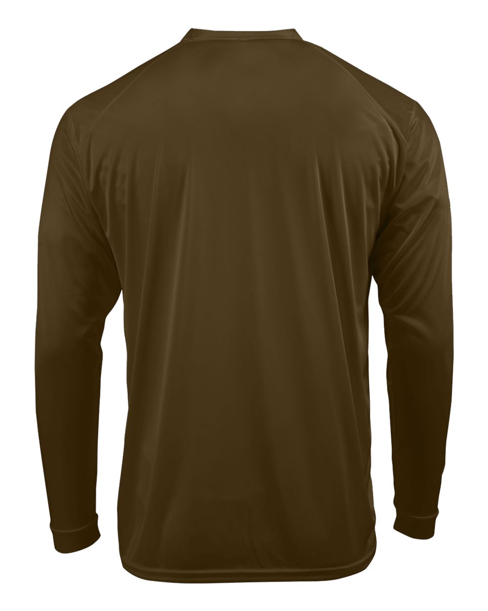 Rear View of Coyote Brown Long Islander Performance Long Sleeve T-Shirt - 210