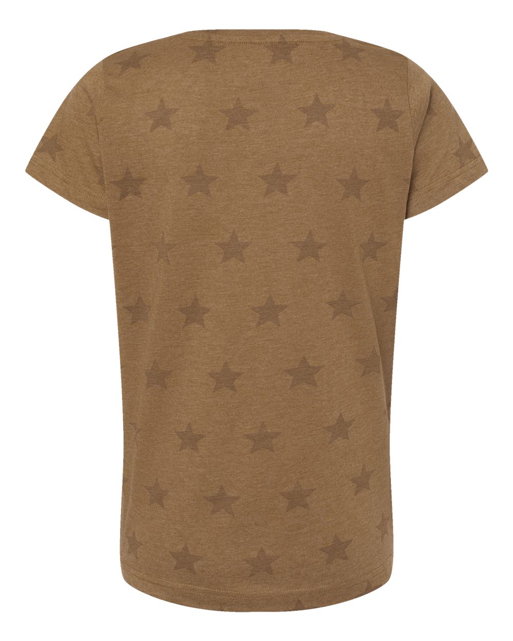 Rear View of Coyote Brown Star Women's Star Print Scoop Neck Tee - 3629